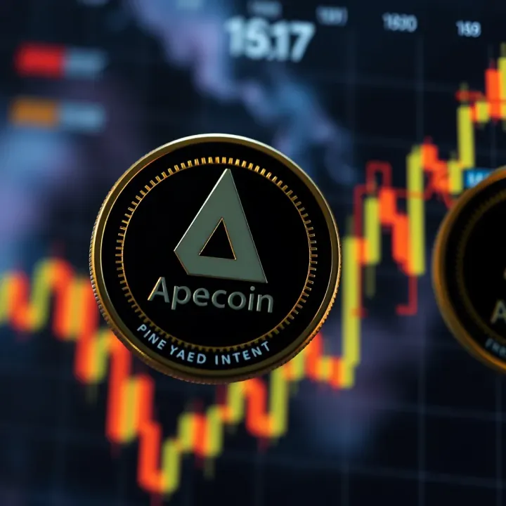 Dynamic graph showing ApeCoin price fluctuations with market trend indicators