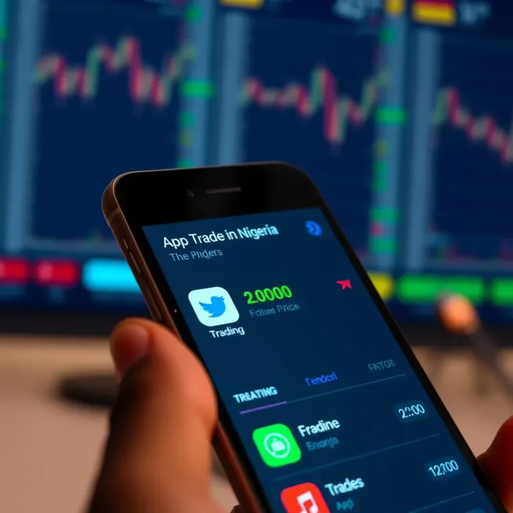 Mobile phone screen showing app store interface with app icons and trading options