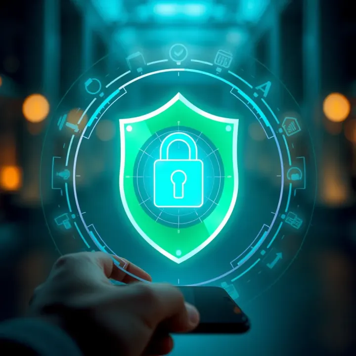 Illustration of digital security shield protecting mobile applications in a Nigerian market context