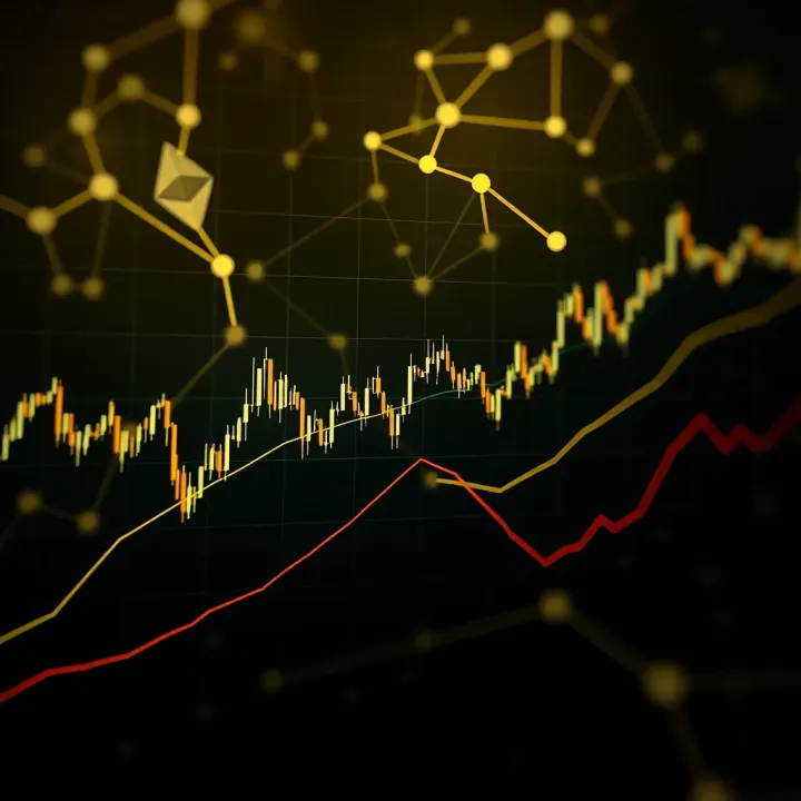 Graph showing Arbitrum price fluctuations with Ethereum network in background