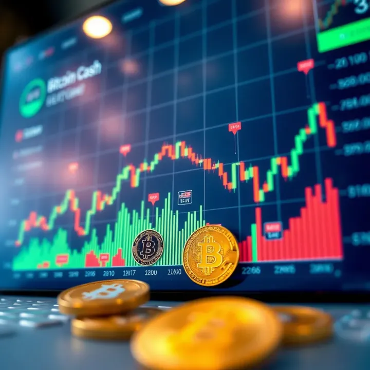 Graph showing Bitcoin Cash price fluctuations with key market events highlighted