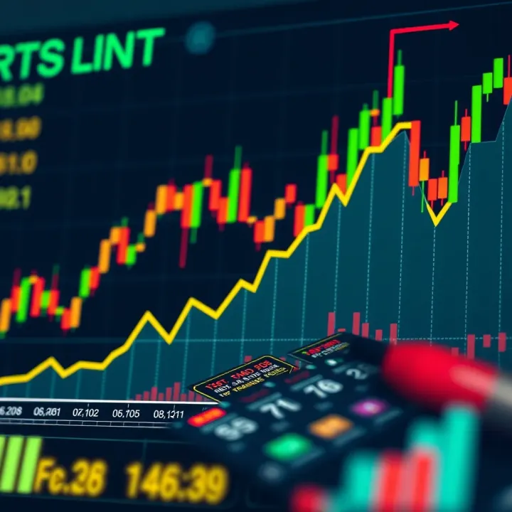 Illustration of a financial chart with upward trends and data points representing trading performance