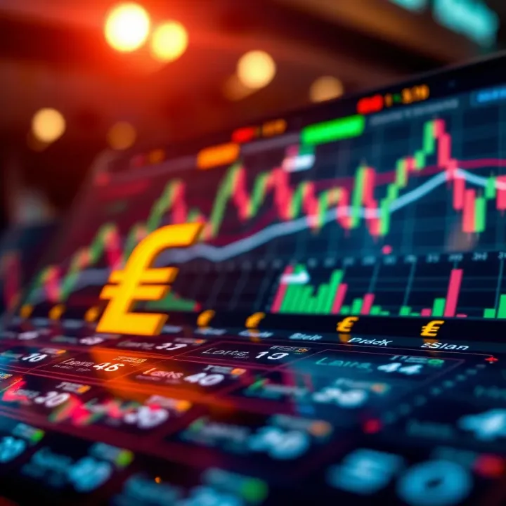 Strategic Insights in Currency Trading Conceptual illustration of financial charts and currency symbols reflecting strategic trading insights