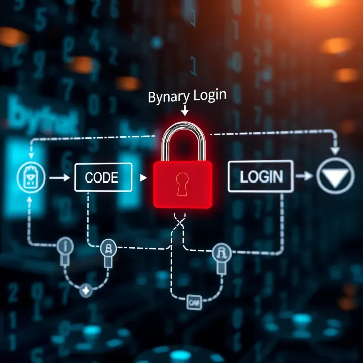 Diagram illustrating binary login authentication with digital code and secure access