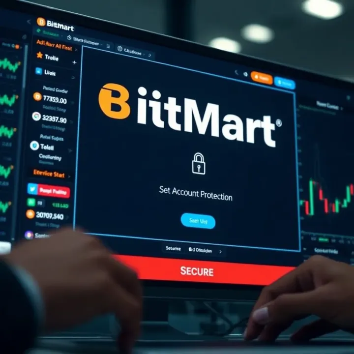 Secure login screen of BitMart Exchange highlighting account protection features