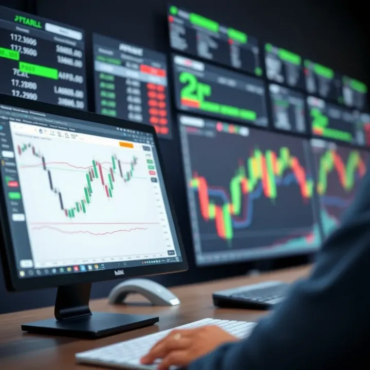 Trading charts and indicators displayed on a digital interface