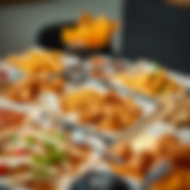 An assortment of affordable Nigerian fast food combo plates showcasing jollof rice, beans, and fried snacks