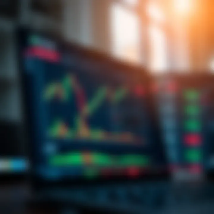 Interface of a binary trading application showing market trends and trading options