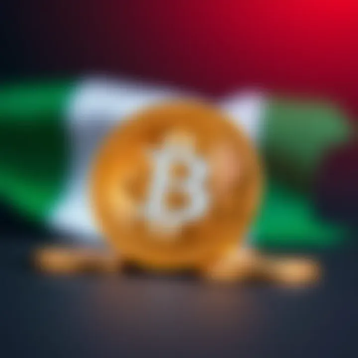 Stylized representation of bitcoin with Nigerian flag colors symbolizing crypto growth