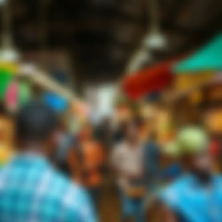 Vibrant urban market scene in Nigeria showcasing diverse stalls and traders engaging with customers
