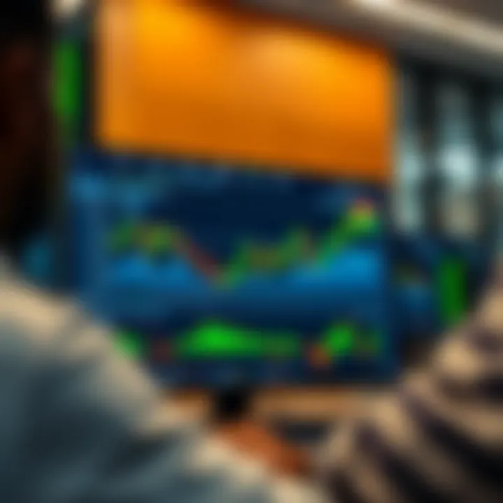 A digital trading platform interface displaying binary options charts and market indicators