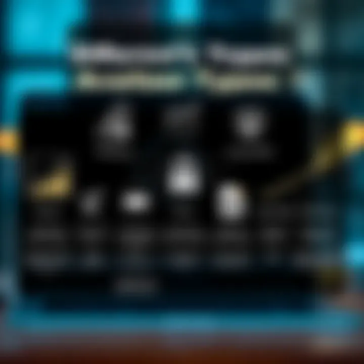 Illustration showing various broker types with icons representing stocks, forex, and commodities