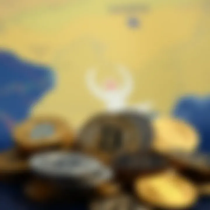 Digital coins representing various cryptocurrencies with a Nigerian map background
