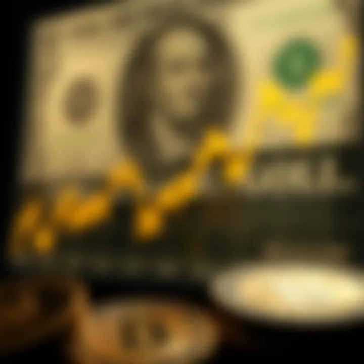 Graph showing fluctuations in gold prices compared to US dollar trends