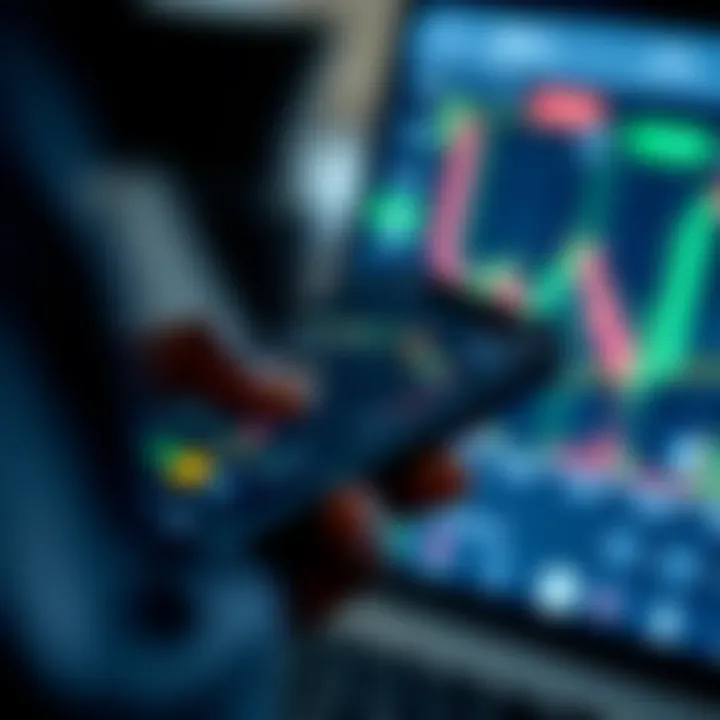 Mobile device showcasing the Deriv app interface with trading charts and user options