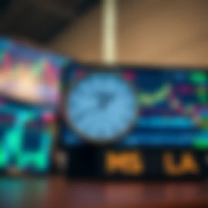 Forex trading charts showing market activity during New York session with clock indicating session start time for Nigeria