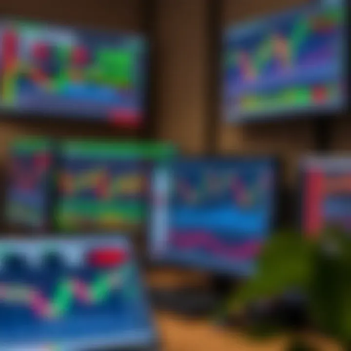 Comparison of various forex trading platforms on computer screens showing charts and market data