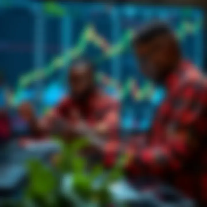 Visual representation of Nigerian investors engaging with cryptocurrency charts highlighting market volatility and long-term gains