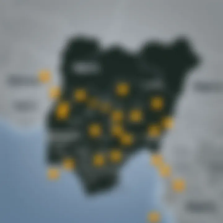 Map of Nigeria highlighting regions with active cryptocurrency trading and Pepe Coin interest