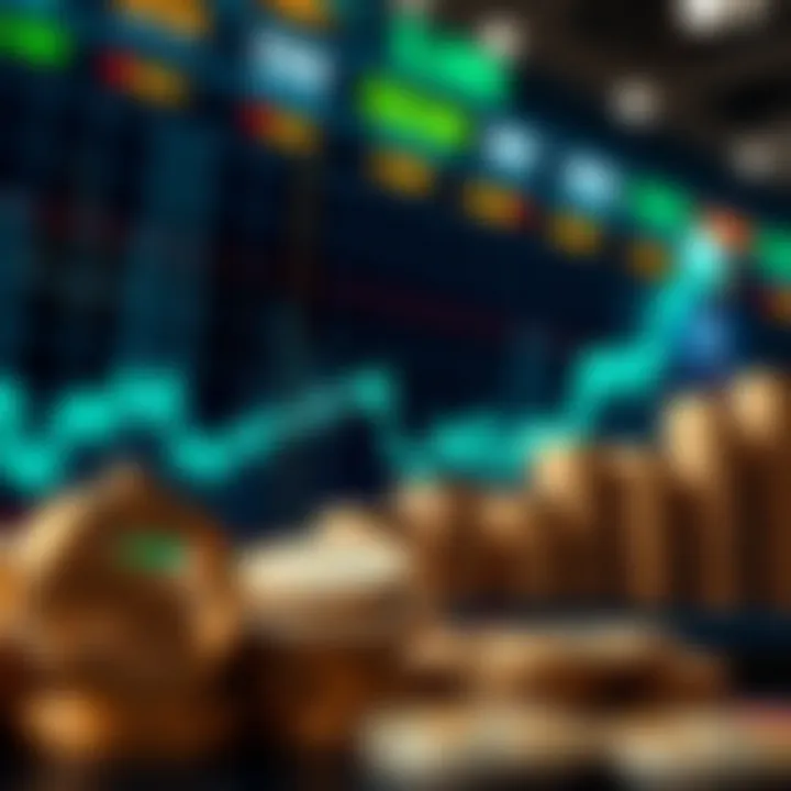 Graph showing upward trend in forex trading profits with currency symbols