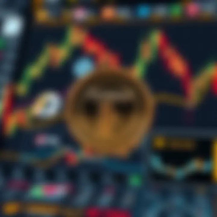 Digital representation of Tapswap cryptocurrency token surrounded by trading charts and exchange logos