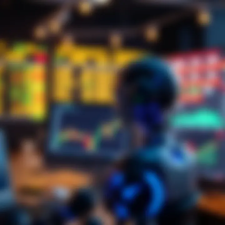 Conceptual illustration of automated trading system integrated with stock market interface