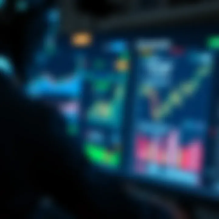 Digital representation of artificial intelligence algorithm interacting with financial data charts