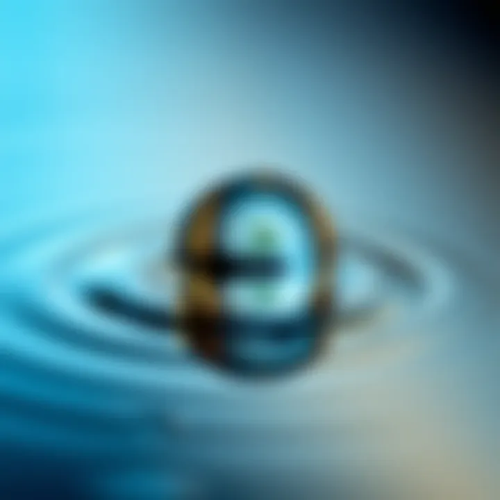 Close-up of a clear water droplet reflecting a sustainable environment concept