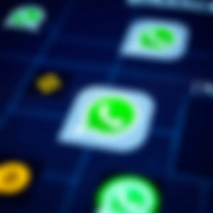 Secure connectivity concept showing digital group chat interface with Binance logo and WhatsApp icons