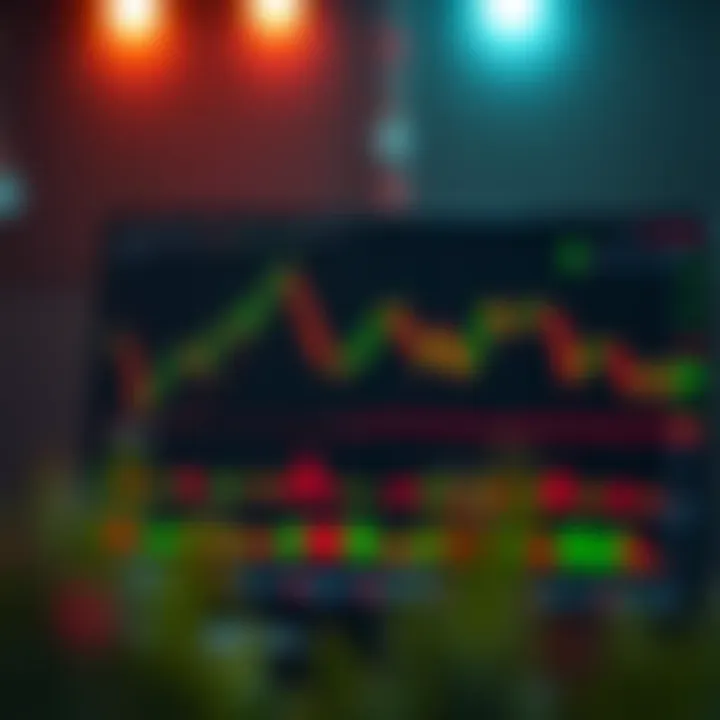 Chart displaying binary trading indicators with highlighted market trends
