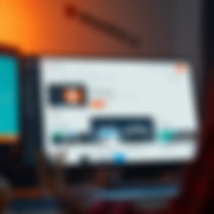 Dashboard showing website customization options with various templates and design features