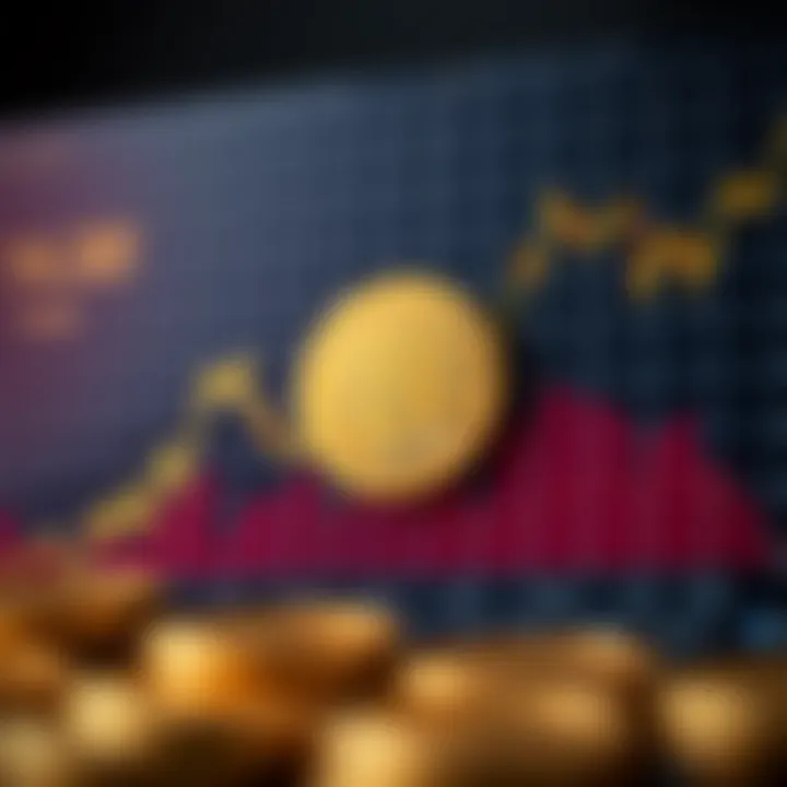 Graph showing Bitcoin price fluctuations with upward and downward trends