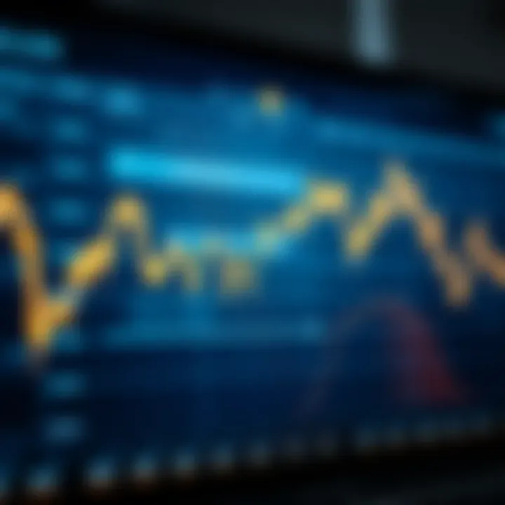 Graph showing upward and downward trends of Stellar Lumens cryptocurrency price on a digital interface