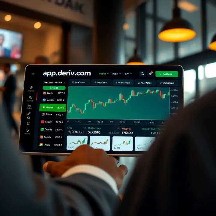 User-friendly interface of trading platform app.deriv.com showing various trading options and tools