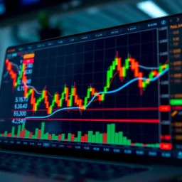 Forex Currency Pairs and Market Trends Visualization Illustration of forex currency pairs chart with candlestick patterns and trend lines
