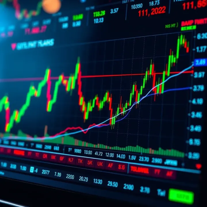 Graph showing trends and volatility of major currency pairs in the forex market