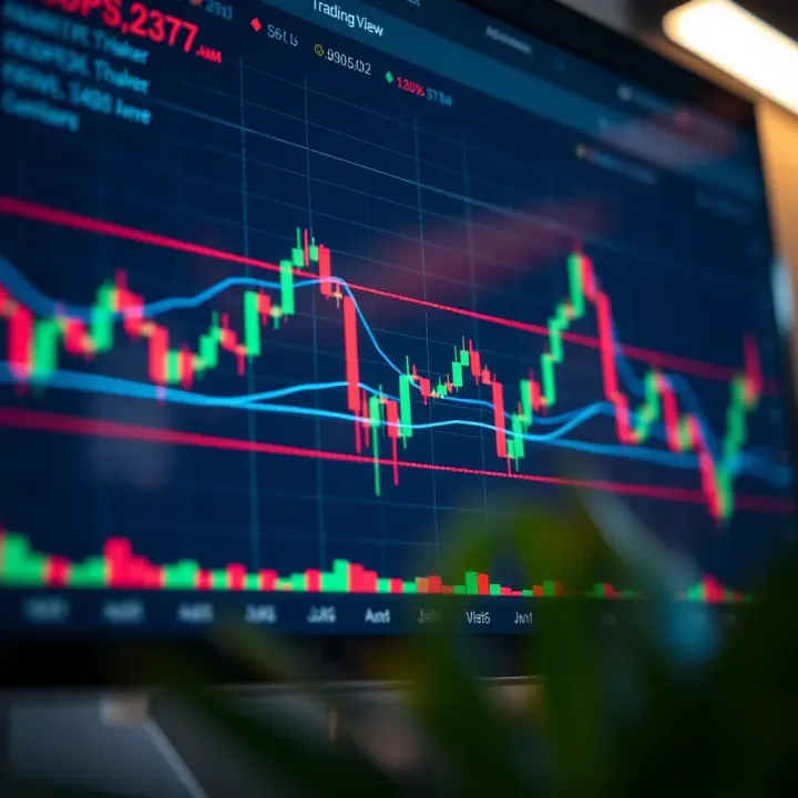 TradingView Candlestick Chart with Technical Indicators Screenshot of a TradingView chart displaying candlestick patterns with technical indicators overlaid