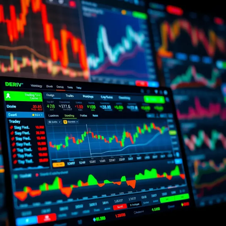 Deriv trading platform dashboard showing live trading options alongside integrated TradingView charts