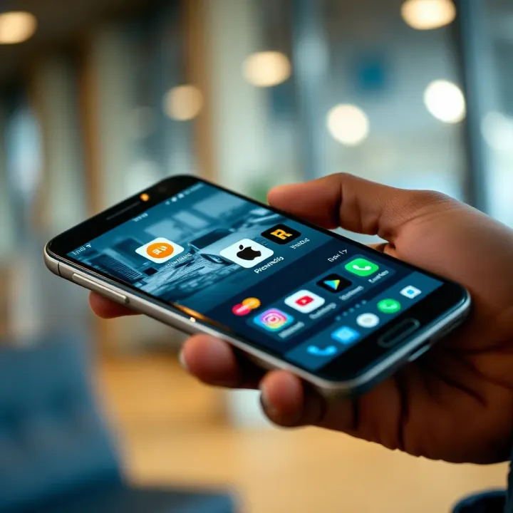 Smartphone showcasing various mobile applications for selling products and completing surveys online
