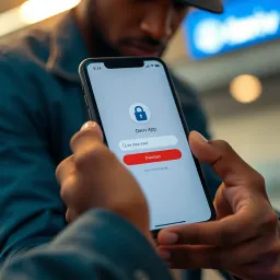 Downloading the Deriv App Securely on Mobile Devices Smartphone screen displaying the Deriv app download page from a secure source