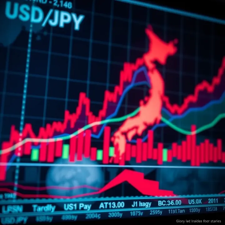 Chart illustrating economic indicators from the US and Japan influencing currency movements