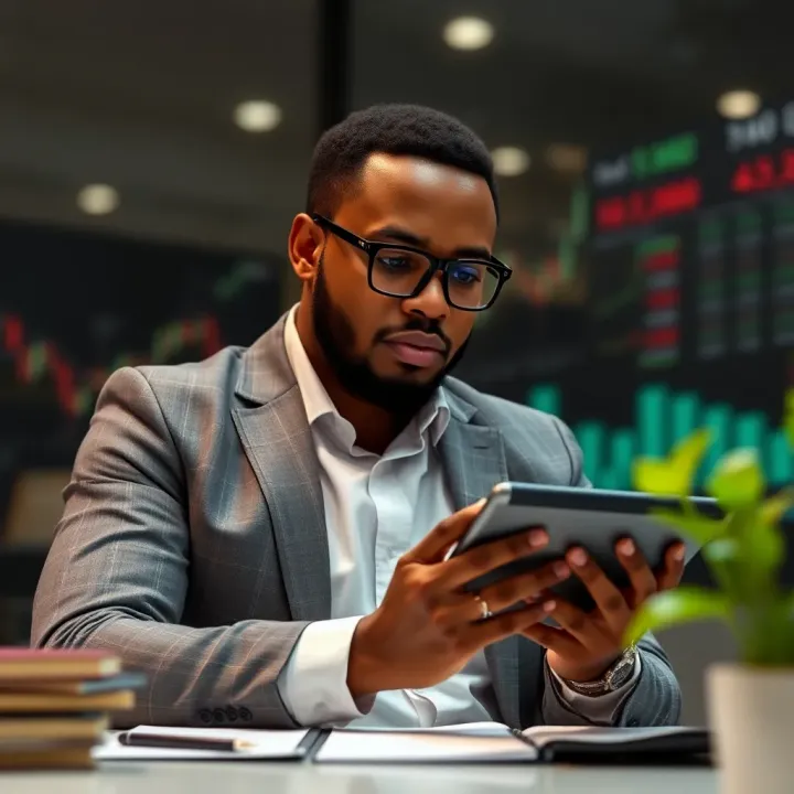 Assessing Broker Regulatory Compliance and Fees Financial consultant reviewing regulations and fees on digital tablet