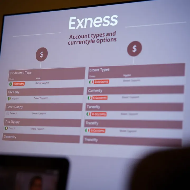 Diagram showing various account types available for Exness traders in Nigeria with corresponding currency options