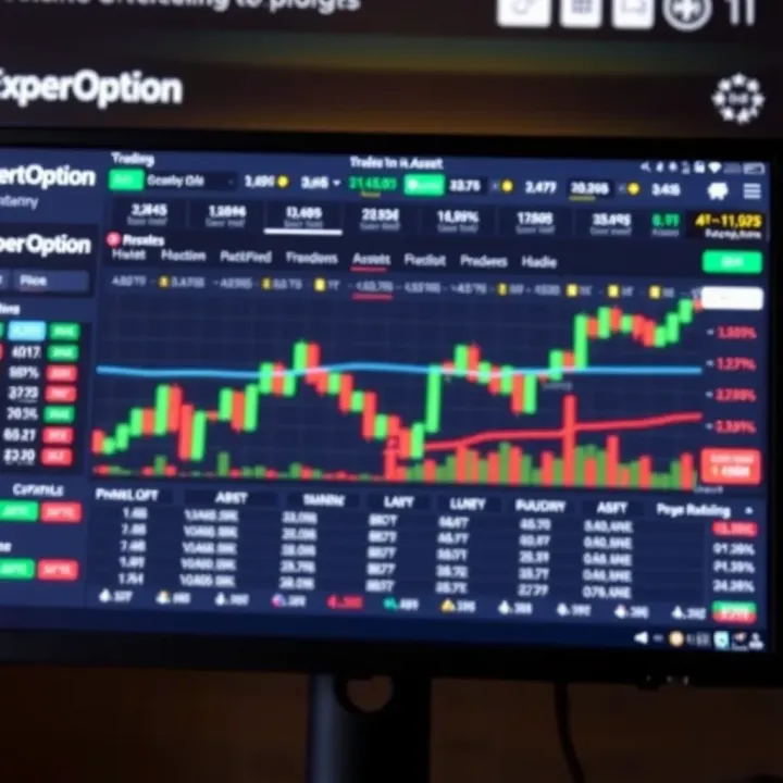 User interface of Expert Option displaying trading charts and options for assets