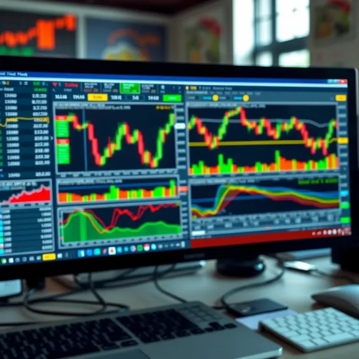 Forex Market Analysis Tools and Charts for Nigerian Traders A computer screen showing forex trading charts and graphs with tools for market analysis