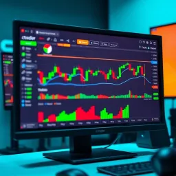 cTrader Forex Trading Dashboard Display User interface of cTrader showing forex charts and trading tools on a computer screen