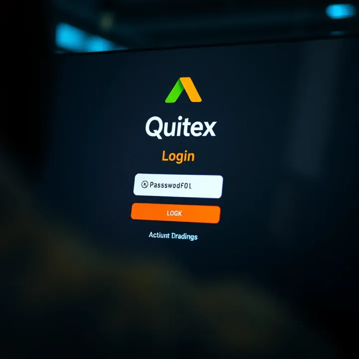 Illustration of secure login screen with password field for the Quotex trading app