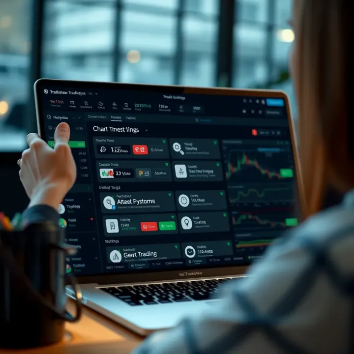 Customizable chart settings interface showing various tools and options available for traders on the Deriv platform