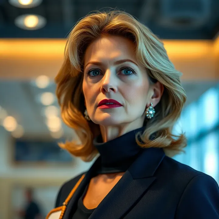 Portrait of a confident businesswoman representing Julia Koch's influence in global wealth management