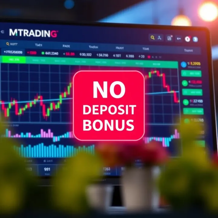 Illustration of a digital trading platform with a highlighted bonus offer icon